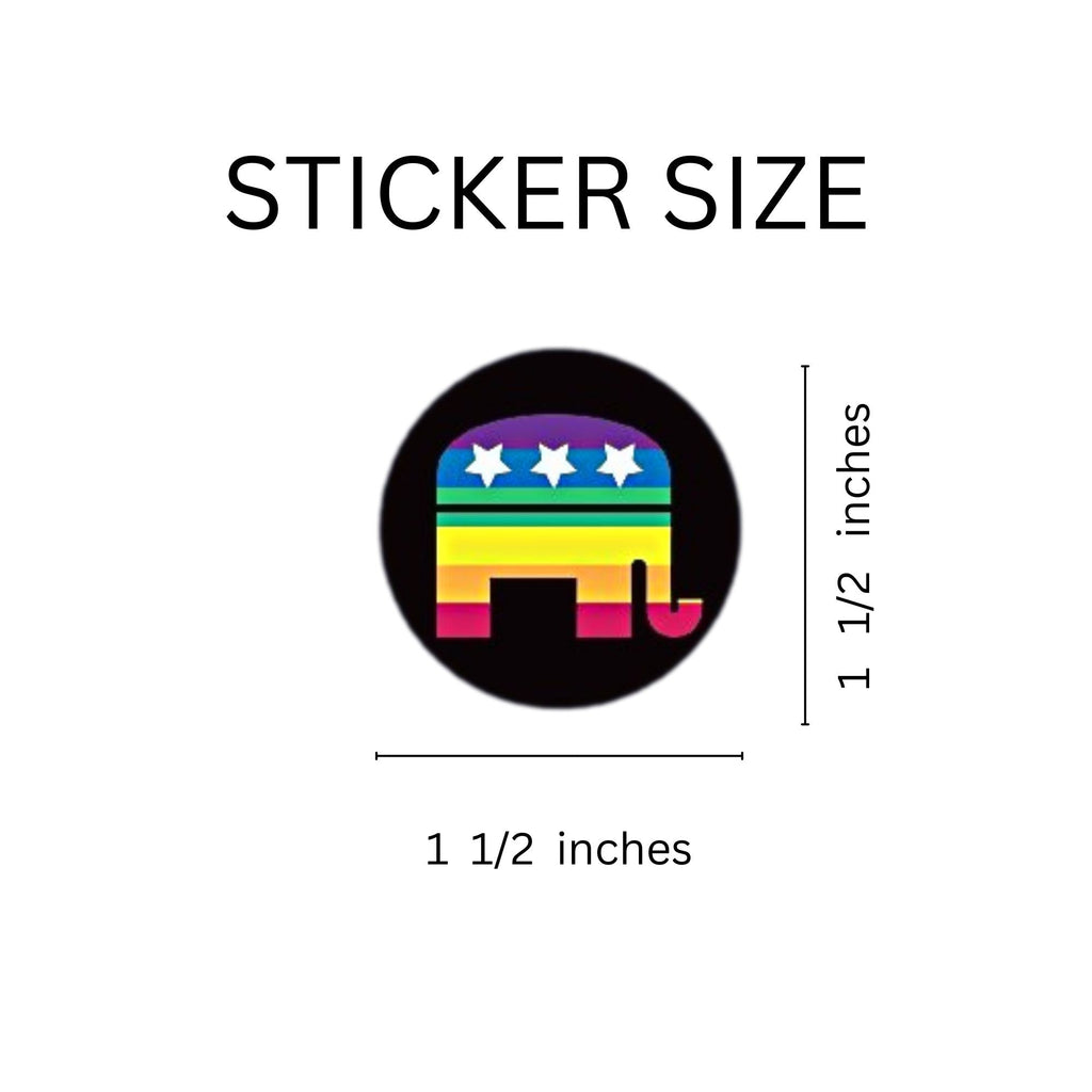 Republican Rainbow Elephant Stickers (250 per Roll) The Awareness Company