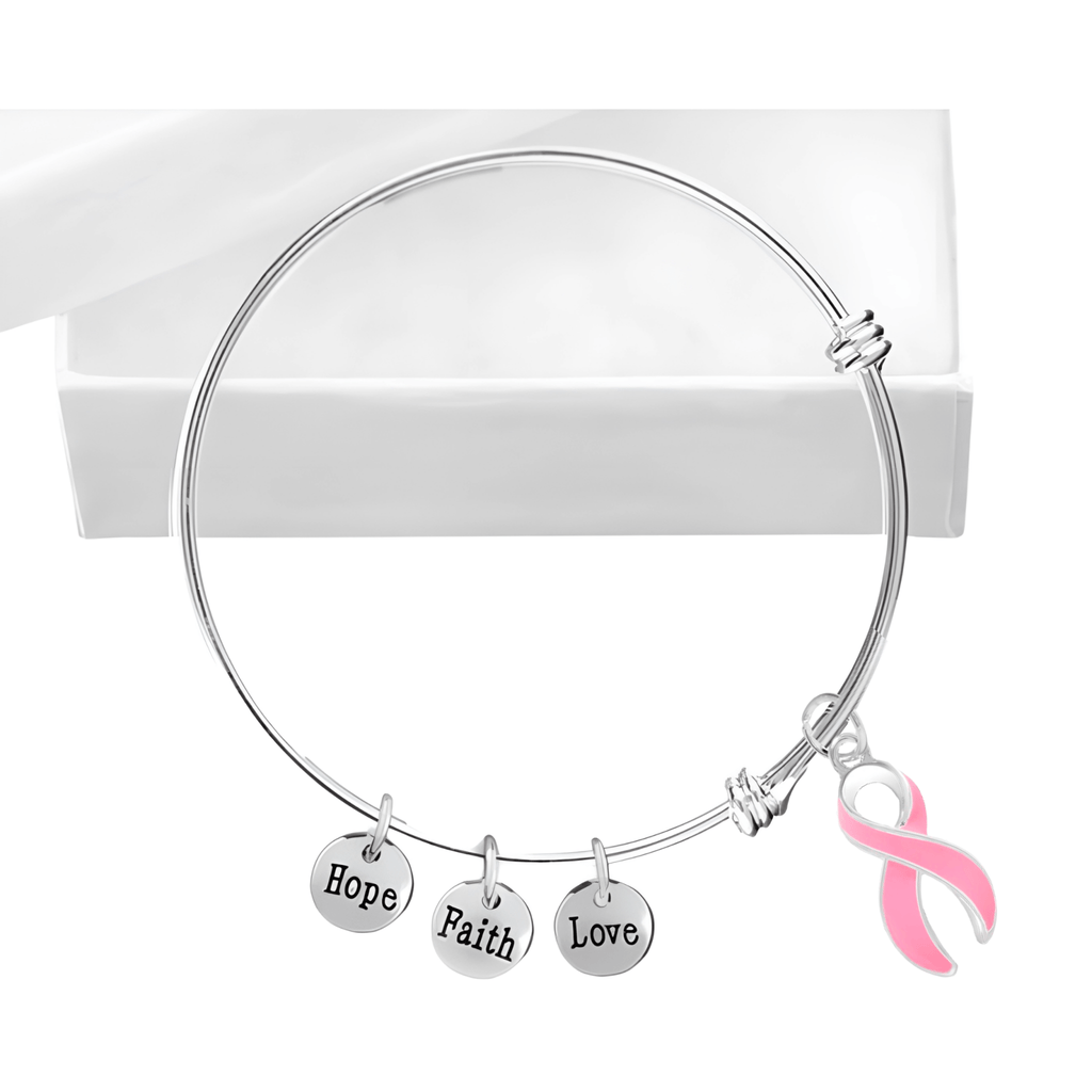 Retractable Breast Cancer Awareness Bracelets with Pink Ribbon Charms The Awareness Company