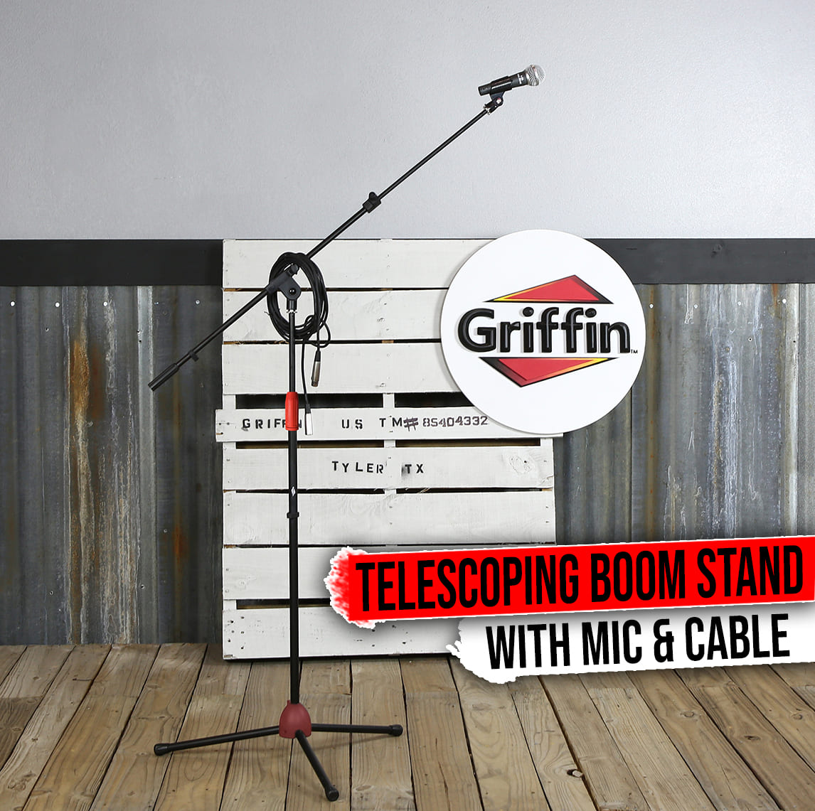 Microphone Stand Studio Package by GRIFFIN | Telescoping Boom Arm Mount & Tripod Holder | Singing Handheld Vocal Microphone, 20FT XLR Mic Cable | Live Stage Gear For Recording Studio or PA DJ Karaoke GeekStands.com