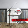 Microphone Stand with Telescoping Boom, XLR Cable and Mic Clip Package by GRIFFIN | Tripod Premium Quality for Studio, Karaoke, Live Performances, Studio, Conferences | 20 ft Pro Audio Mic Cord Patch GeekStands.com