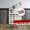 GRIFFIN Microphone Boom Stand, Cardioid Dynamic Mic, XLR Cable, & Clip (Pack of 2) | Telescoping Arm Holder | Tripod Mount | Vocal Unidirectional Singing Microphone | Home Recording Studio Accessories GeekStands.com