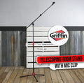 Microphone Stand by GRIFFIN with Telescoping Boom and Mic Clip Package | Portable with Collapsible Legs & Removable Arm | Tripod Premium Quality for Studio, Karaoke, DJ Live Performances, Conferences GeekStands.com
