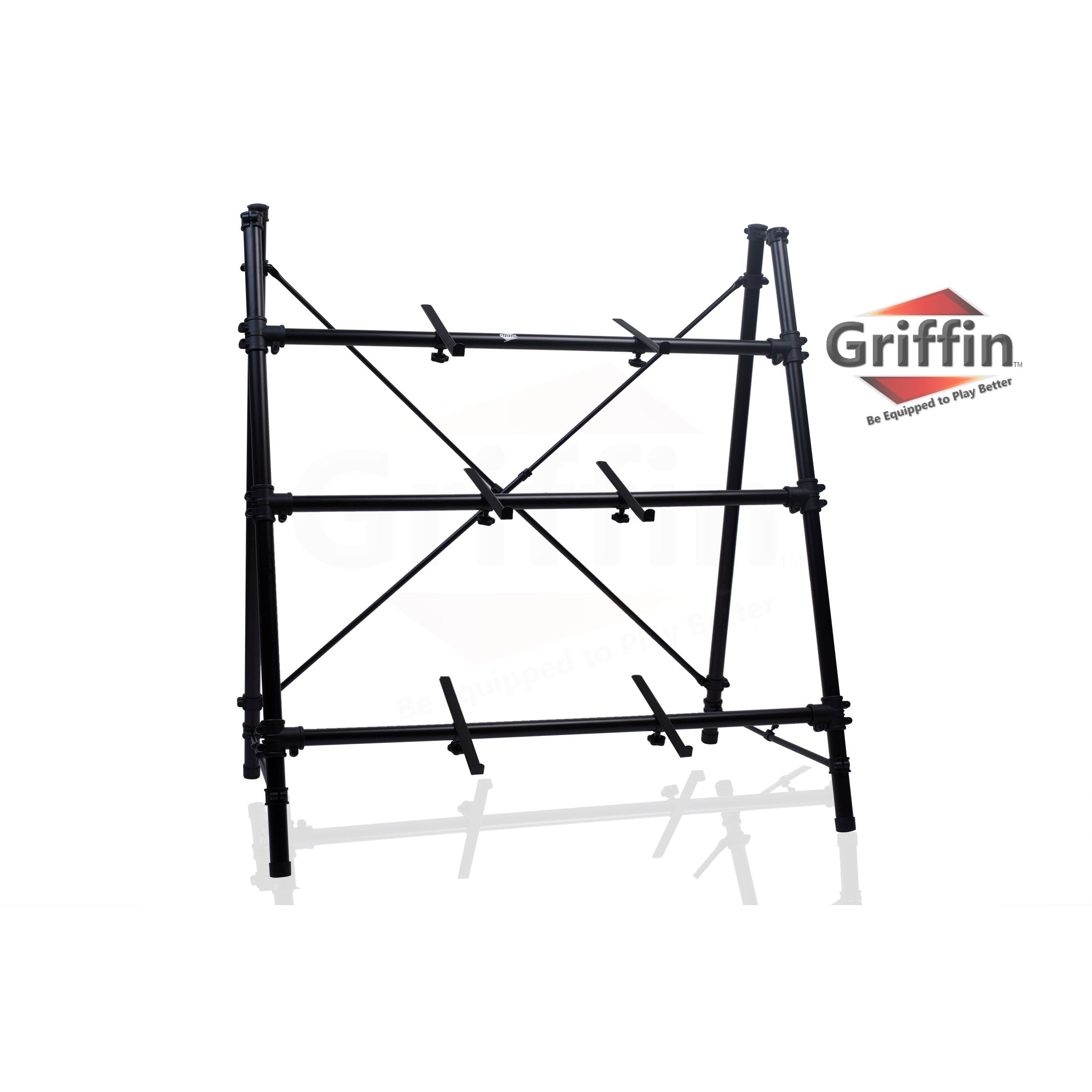 3 Tier Piano Keyboard Stand by GRIFFIN - Triple A-Frame Standing Synthesizer Mixer Workstation Platform - Pro Audio Stage Music Recording Studio Rack GeekStands.com
