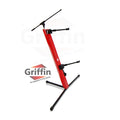 2-Tier Column Keyboard Stand with Mic Boom Arm by GRIFFIN - Double Sliding Multi Mounting Platform Red Stage Tower Rack - Holder for Digital Piano GeekStands.com