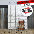 Straight Cymbal Stand (2 Pack) by GRIFFIN | Double Braced Legs, Slip-Proof Gear Holder | Light-Duty for Mobile Drummers | Percussion Drum Hardware Set for Mounting Crash, Ride & Splash Cymbals GeekStands.com