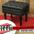 Genuine Leather Adjustable Piano Bench by GRIFFIN | Black Solid Wood Vintage Style & Heavy-Duty Ergonomic Keyboard Stool | Cushion Seat With Storage Space | Home Vanity Bench or Musicians Guitar Chair GeekStands.com