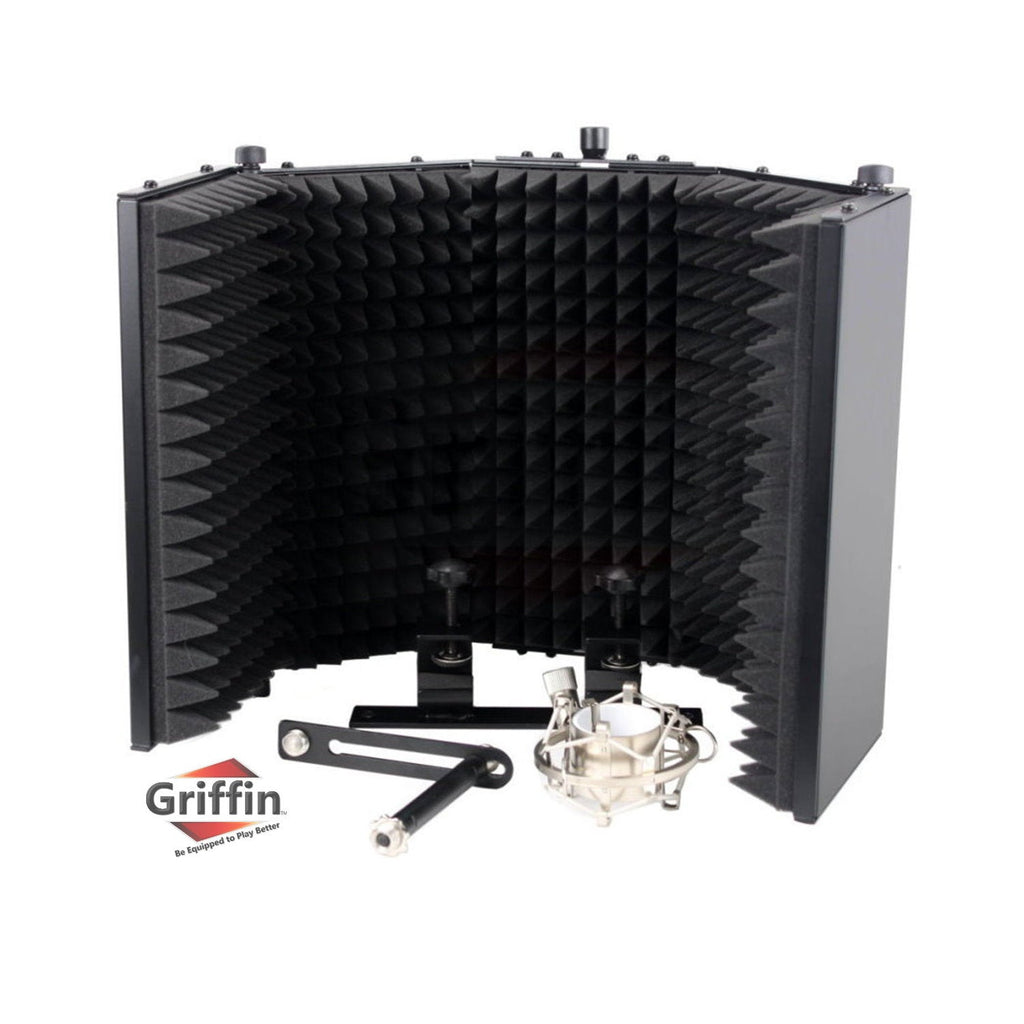 Studio Microphone Soundproofing Acoustic Foam Panel by GRIFFIN - Soundproof Filter - Sound Diffusion Mic Booth Shield, Absorbing Isolation Diffuser GeekStands.com