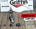 Remote Hi Hat Stand with Foot Pedal by GRIFFIN | Drummers Cable Auxiliary Cymbal High Hat Percussion Hardware with Drum Key | Heavy Duty Sturdy HiHat Holder | All Metal Construction Mount Complete Kit GeekStands.com