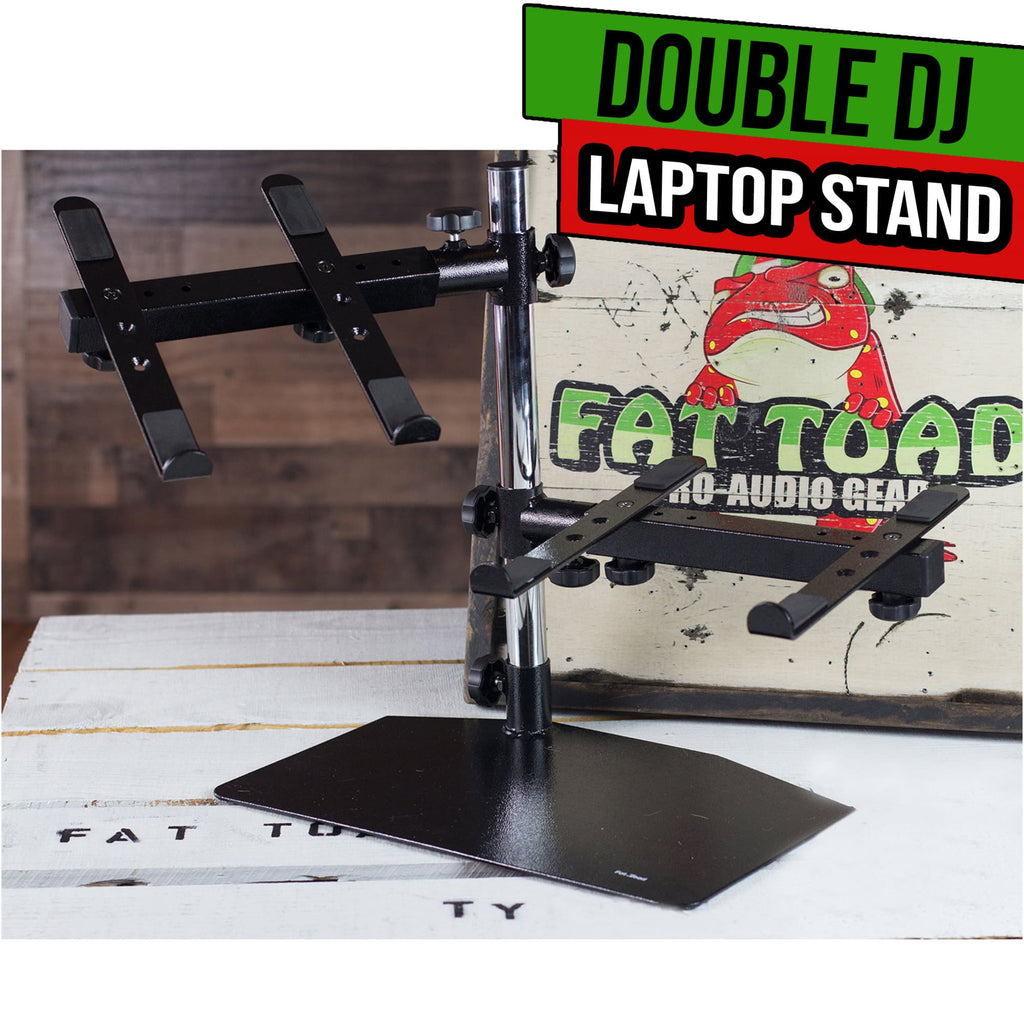 Double DJ Laptop Stand by FAT TOAD | 2 Tier PC Table Holder | Portable Computer Clamp Equipment Rack with Support Mounts for Music Studio Mixers, Controllers, Monitors, & Disc Jockey Booth Gear GeekStands.com