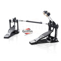 Double Kick Drum Pedal for Bass Drum by GRIFFIN - Deluxe Twin Set Foot Pedal - Quad Sided Beater Heads - Dual Pedal Two Chain Drive Hardware GeekStands.com