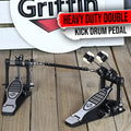 Deluxe Double Kick Drum Pedal for Bass Drum by GRIFFIN | Twin Set Foot Pedal | Quad Sided Beater Heads | Dual Pedal Two Chain Drive Percussion Hardware | Impressive Response for Metal & Rock Drummers GeekStands.com