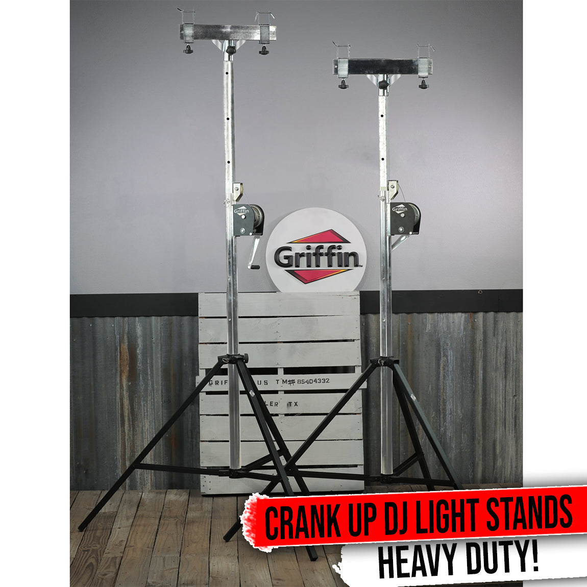 GRIFFIN Crank Lighting Truss Stands | T Adapter Bar & DJ Booth Trussing System for Light Cans & Speakers | Pro-Audio Stage Platform Hardware Mounting Package | PA Equipment Gear Holder for Live Music GeekStands.com