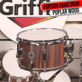 GRIFFIN Firecracker Snare Drum | Acoustic Popcorn 10" x 6" Poplar Mini Wood Shell & Black Hickory PVC | Concert Marching Percussion Musical Instrument with Deluxe Snare Throw Off, Drummers Key & Head GeekStands.com