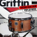 Popcorn Snare Drum by GRIFFIN | Soprano Firecracker 10" x 6" Poplar Wood Shell with Hickory PVC | Concert Percussion Musical Instrument with Drummers Kit Key & Deluxe Snare Strainer Throw Off Set GeekStands.com