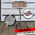 GRIFFIN Snare Drum Kit with Snare Stand, 2 Pairs of Maple Drum Sticks & Drum Key | Wood Shell Drum Set, Percussion Musical Instrument Practice Package | 8 Metal Tuning Lugs & Snare Strainer Throw Off GeekStands.com