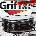 Deluxe Snare Drum by GRIFFIN | 14" x 5.5" Poplar Wood Shell with Zebra PVC Glossy Finish | Percussion Musical Instrument with Drummers Key for Students & Professionals | 8 Tuning Lugs & Snare Strainer GeekStands.com