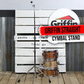 Straight Cymbal Stand by GRIFFIN | Deluxe Percussion Drum Hardware Set for Mounting Medium-Duty Crash, Ride & Splash Cymbals | Double Braced Legs, Slip-Proof Gear Holder | Light for Mobile Drummers GeekStands.com