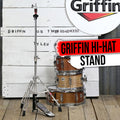 Deluxe Hi-Hat Stand by GRIFFIN | Hi Hat Cymbal Pedal With Pull Chain | HiHat Mount with Chrome Double Braced Hardware Accessory Set | Adjustable High Hat Holder Ideal for Mobile Percussion Drummers GeekStands.com