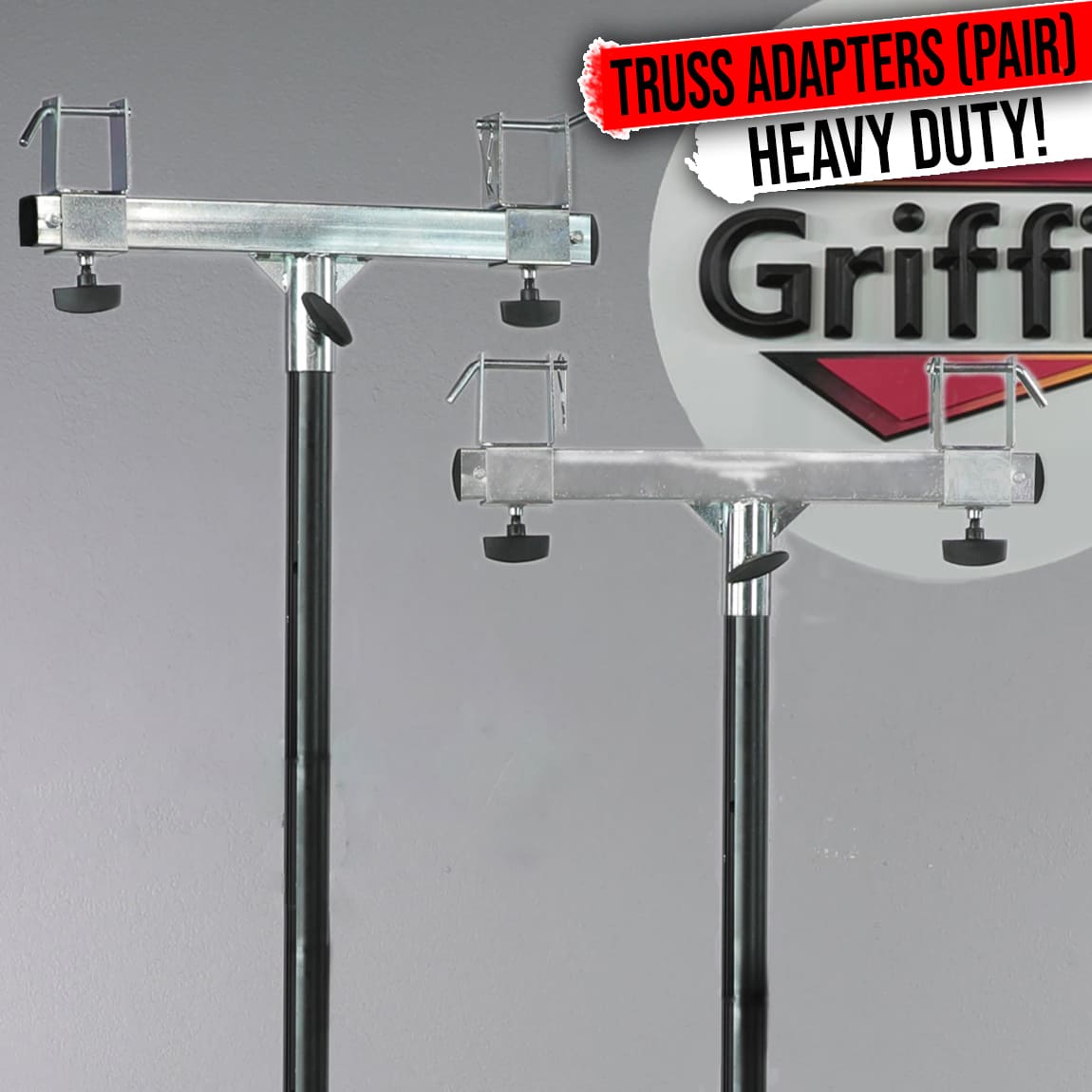 GRIFFIN T Bar Adapters for Lighting Truss Stands (2)| Triangle or Square Trussing Bracket Mounts for Light Cans & DJ Booth Kit | Pro-Audio Effects Stage Hardware Holder | Music Equipment Gear Platform GeekStands.com