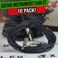 Guitar Cables (10 Pack) Instrument Cord by FAT TOAD | 24 AWG Patch Conductor for Electric Guitar, Bass, Amplifier, Speaker, Keyboard & Recording Studio | Shielded 20FT 1/4 Inch Gold Straight-End Wires GeekStands.com