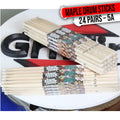 GRIFFIN Attack Zzzap Drum Sticks - 24 Pairs of Select Elite Maple Wood Size 5A - Drummers Percussion Classic Pure Grit Uncoated, Raw Wood Drumming Sticks - Premium Balanced, Level and Straight GeekStands.com