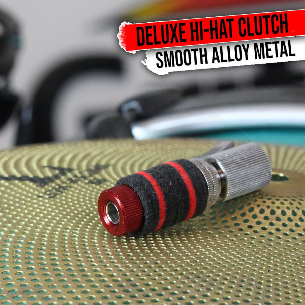 GRIFFIN Hi-Hat Clutch Mount Deluxe Version | Alloy Metal Speed Threads | Universal Holder to Fit Most Hi-Hat Cymbals,  Rods & Hihat Stands | Red locking Nut GeekStands.com