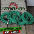 XLR Microphone Cables (4 Pack) by FAT TOAD | 50ft Professional Pro Audio Green Mic Cord Extension Patch with Lo-Z Connector | 24 AWG Shielded Wire & Balanced for Music Recording Studio Mixer Gear GeekStands.com