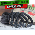 Guitar Cables (4 Pack) Instrument Cord by FAT TOAD | 24 AWG Patch Conductor for Electric or Acoustic Guitar, Bass, Amps, Keyboards & Pro-Audio DJ Recording Studio PA | 20FT 1/4 Inch Straight-End Wires GeekStands.com