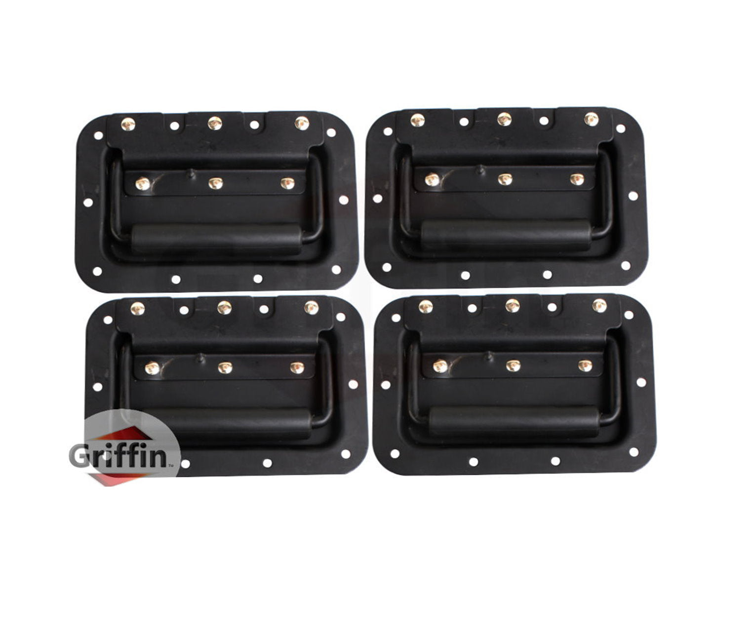 Speaker Cabinet Handles for DJ PA Rack Road Case (Set of 4) by GRIFFIN - Flush Spring Loaded Recessed Metal Flip Pull, Rubber Padding for Trunk Chest GeekStands.com