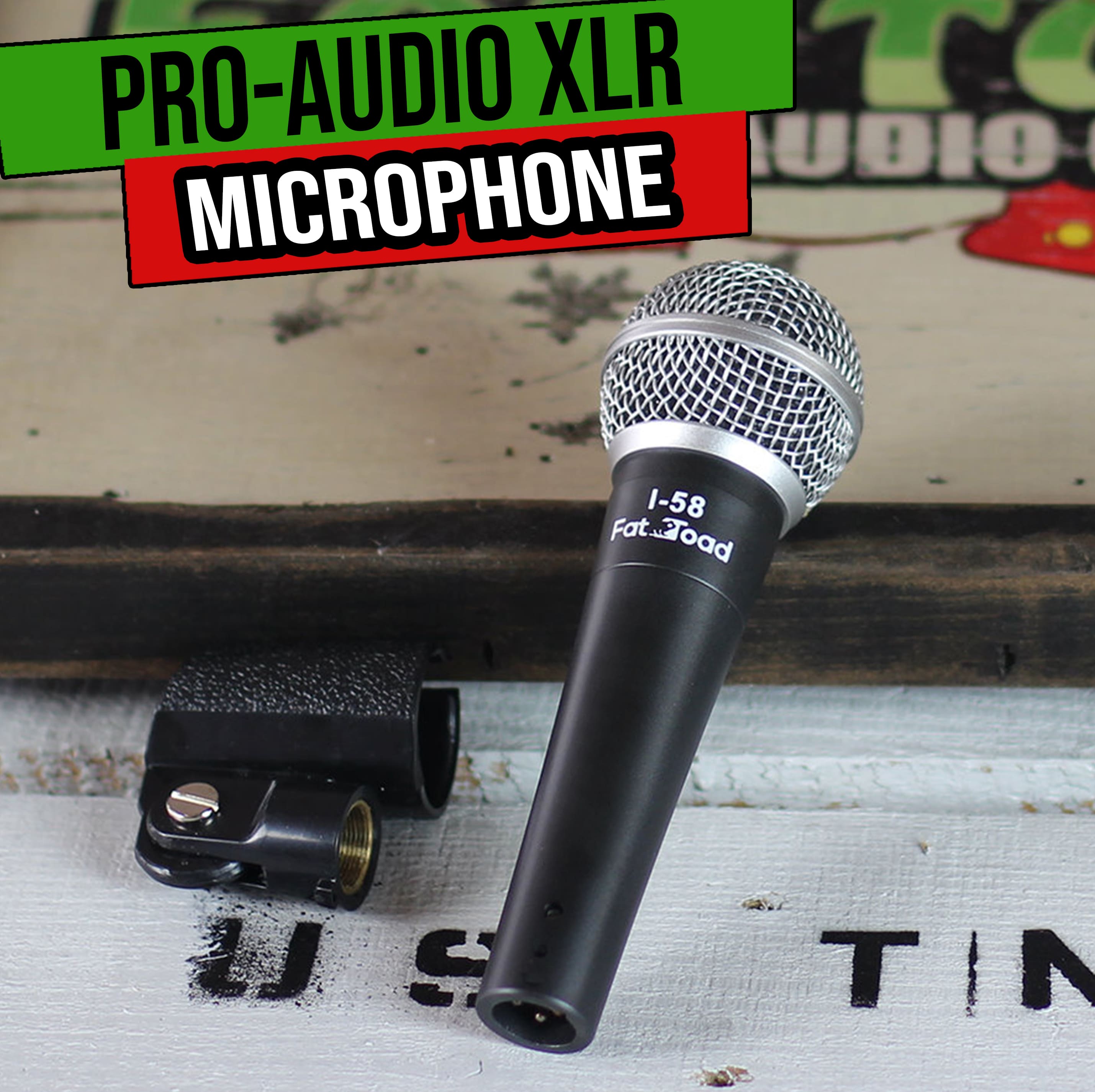 Cardioid Dynamic Microphone with Mic Clip by FAT TOAD | Vocal Handheld, Unidirectional Mic | Singing Wired Microphone for Music Stage Performances, Studio Recording, Live Streaming or PA DJ Karaoke GeekStands.com