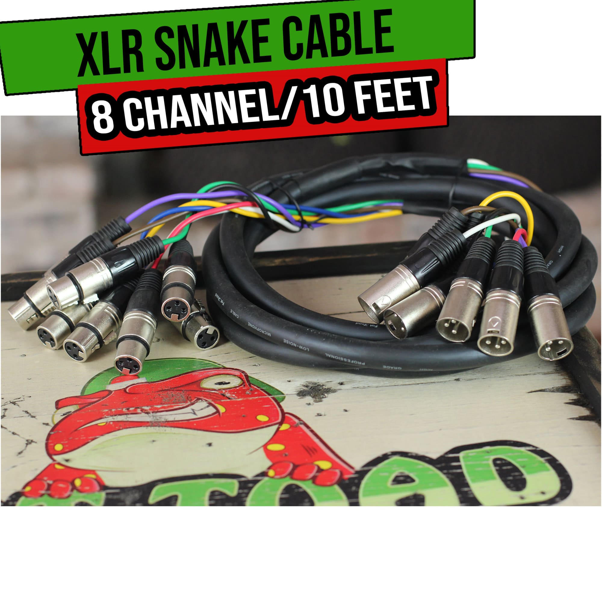 XLR Snake Cable Patch (10ft X 8 Channels) by FAT TOAD | Studio Stage, Live Sound Recording Multicore Cords | Pro Audio Shielded Balanced Wires for Microphone Interface Hub, DJ Digital Mixer, Amplifier GeekStands.com