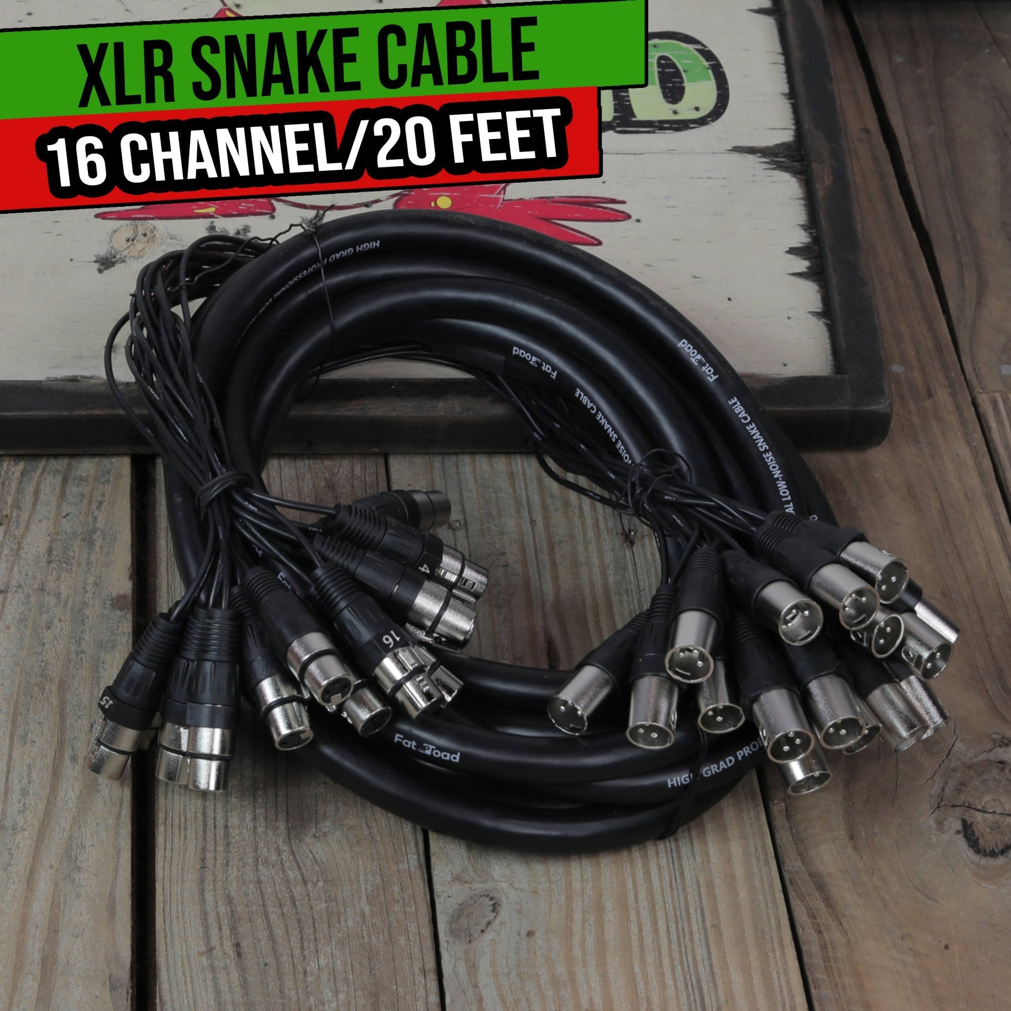 XLR Snake Cable (16 Channels) 20FT by FAT TOAD | Patch Studio, Stage, Live Sound Recording Multicore Cords | Pro Audio Shielded Balanced Double-Sided Microphone Cables for DJ Digital Mixers, Amplifier GeekStands.com