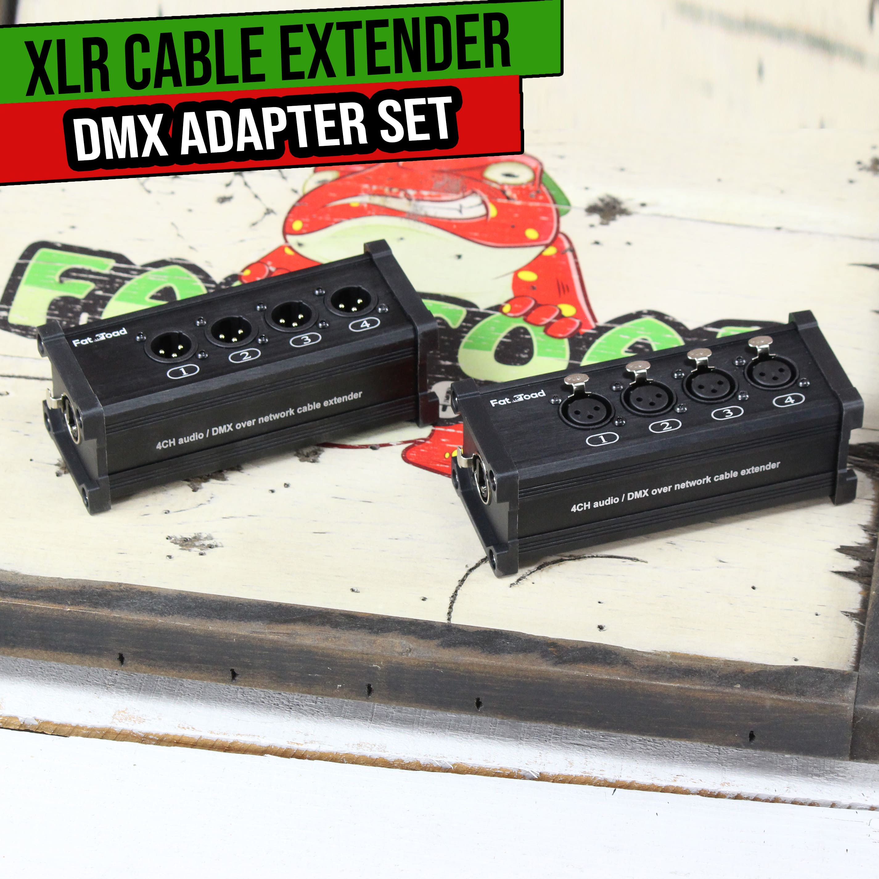 4 Channel DMX Hub Over Network Signal XLR Cable Extender FAT TOAD | Male & Female Pack with 3 Pin XLR to RJ45 Ethercon Wire for Live Stage Sound Monitoring, Studio Recording & DJ Lighting, PA AES-EBU GeekStands.com
