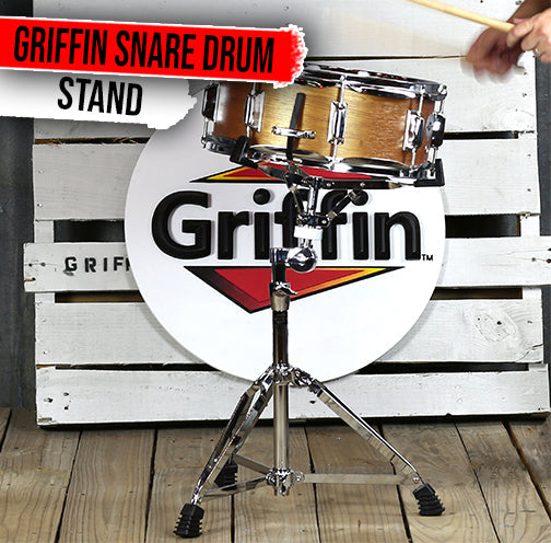 GRIFFIN Deluxe Snare Drum Stand | Percussion Hardware Kit with Key | Double Braced Medium Weight Mount for Snares, Tom Drums & Practice Pad | Adjustable Height & Tilting Gear Clamp Style Basket Holder GeekStands.com