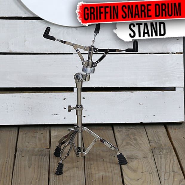 Snare Drum Stand by GRIFFIN | Deluxe Percussion Hardware Base Kit | Double Braced, Light Weight Mount for Standard Snares, Tom Drums & Practice Pad | Slip-Proof Gear Tilter & Clamp Style Basket Holder GeekStands.com