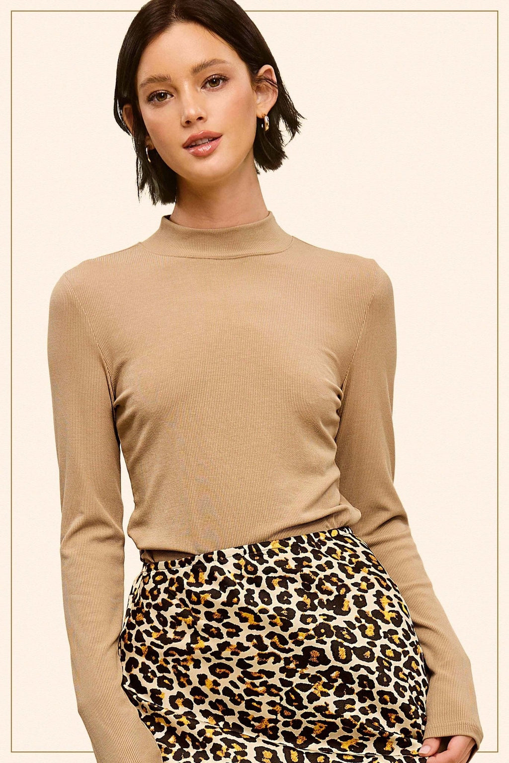 La Miel Ribbed Long Sleeve Mock Neck Western Basics Top — Layering Staple (4 Colors: Red, Teal, Black, Brown) Cowhide and Conchos