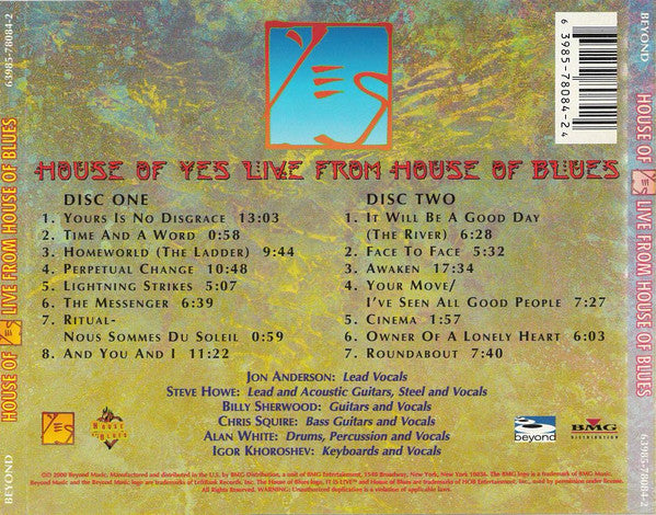 Yes - House Of Yes. Live From House Of Blues (2XCD) | Near Mint (NM) Near Mint (NM) Love Vinyl Records