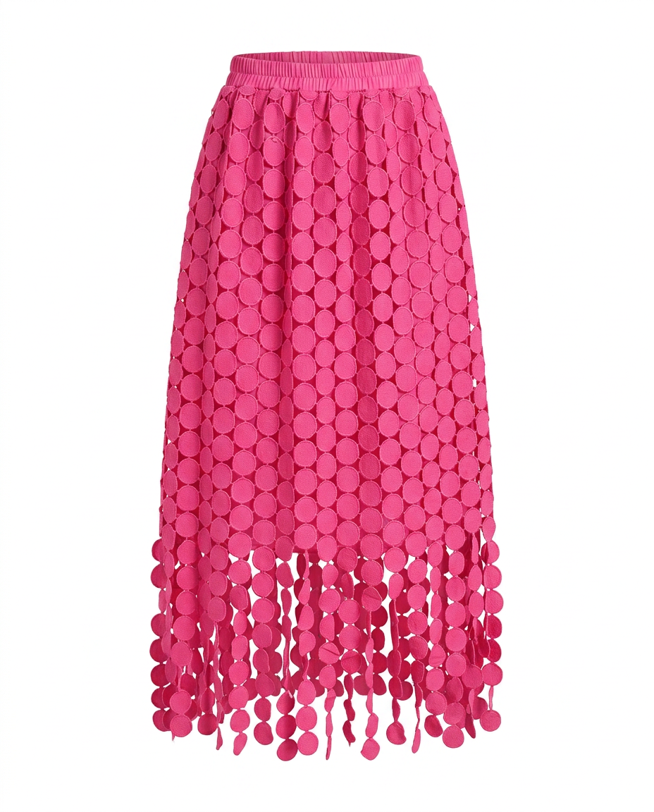 Spirited Tassel Midi Skirt Boho Brown