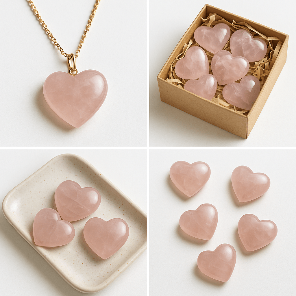 Rose Quartz Mini Hearts – Soft Pink Crystal (Per LB) KREATEUR MIAMI
