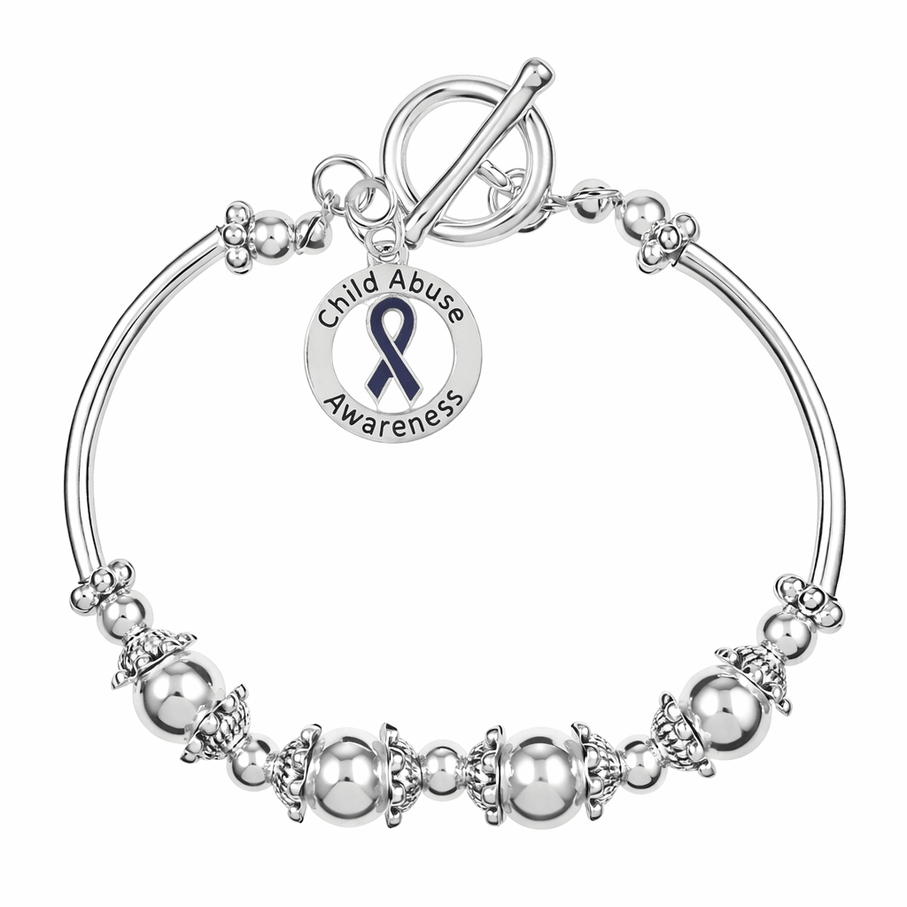 Round Child Abuse Awareness Charm Partial Beaded Bracelet The Awareness Company