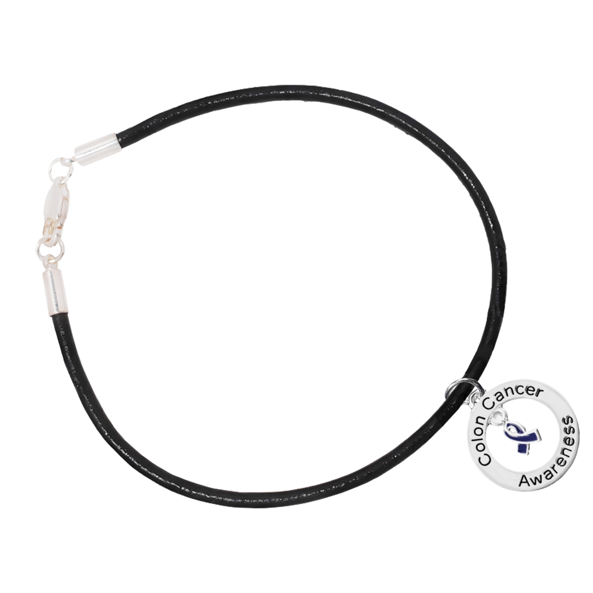 Round Colon Cancer Awareness Black Leather Cord Bracelets The Awareness Company