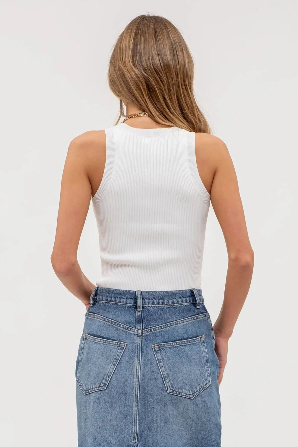 Blu Pepper Round Neck Sweater Knit Western Tank Top — Sleeveless Ribbed Transition Piece (3 Colors) Cowhide and Conchos