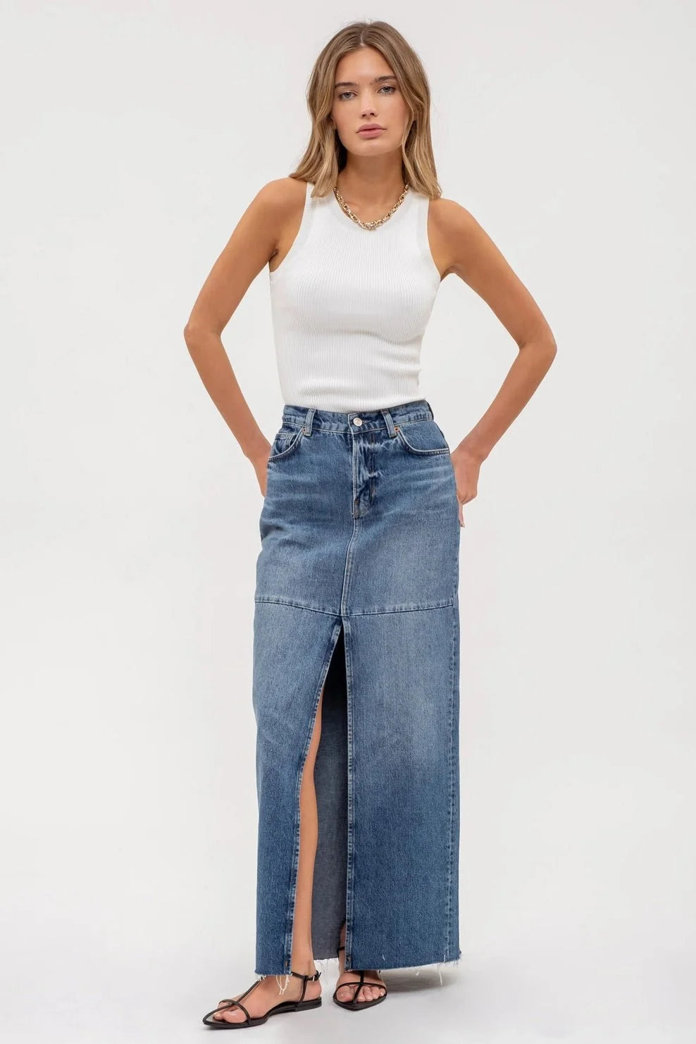 Blu Pepper Round Neck Sweater Knit Western Tank Top — Sleeveless Ribbed Transition Piece (3 Colors) Cowhide and Conchos