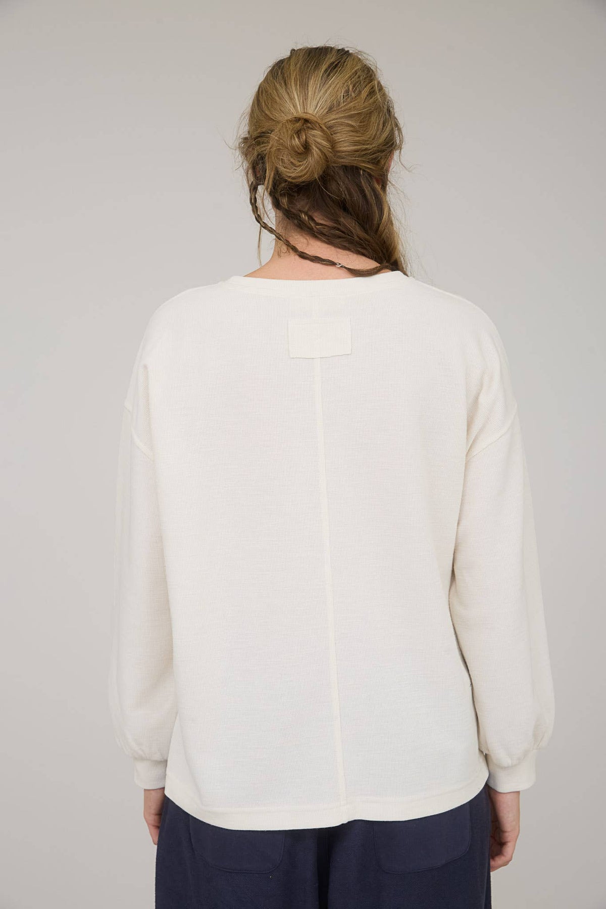 Blu Pepper "Round Up" Western Raw Edge Marled Knit Top — Soft Cotton Blend (Brown or Oatmeal) Cowhide and Conchos