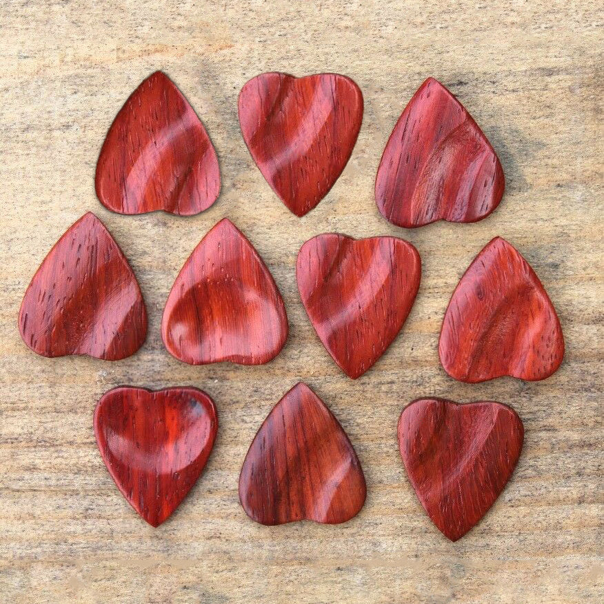 Padauk Wood Guitar Or Bass Pick - 3.0 mm Ultra Heavy Gauge - Heart Shaped - Natural Finish Handmade Specialty Exotic Plectrum Exotic Plectrums