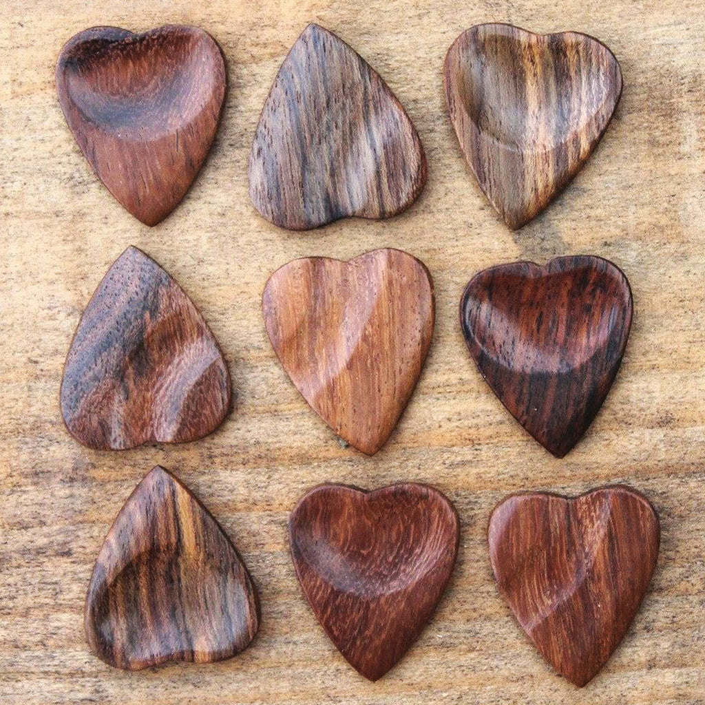 Rosewood Guitar Or Bass Pick - 3.0 mm Ultra Heavy Gauge - Heart Shaped - Natural Finish Handmade Specialty Exotic Plectrum Exotic Plectrums