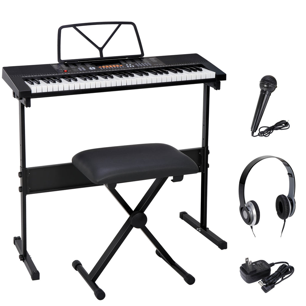 61 Key Electronic Keyboard Piano with Stool Headphones Microphone Stand Portable MindFreakArtistry