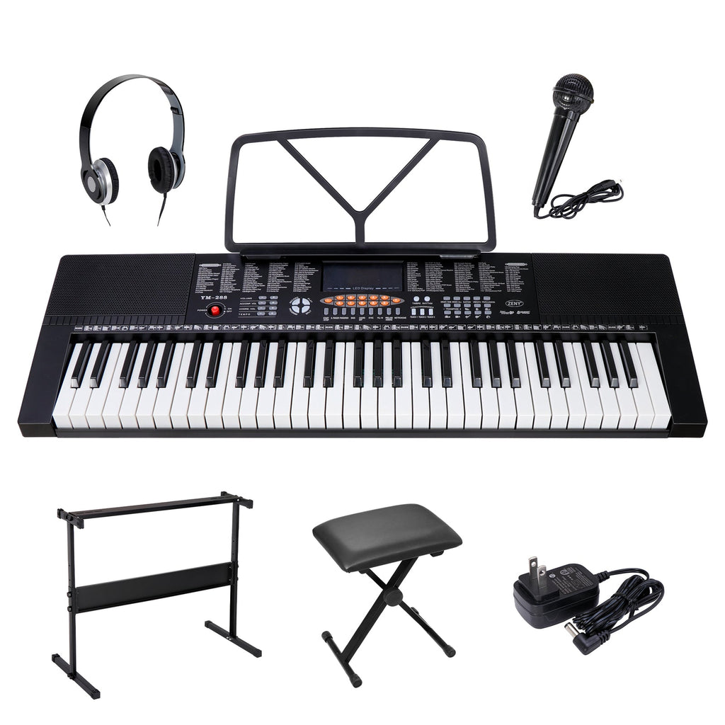 61 Key Electronic Keyboard Piano with Stool Headphones Microphone Stand Portable MindFreakArtistry