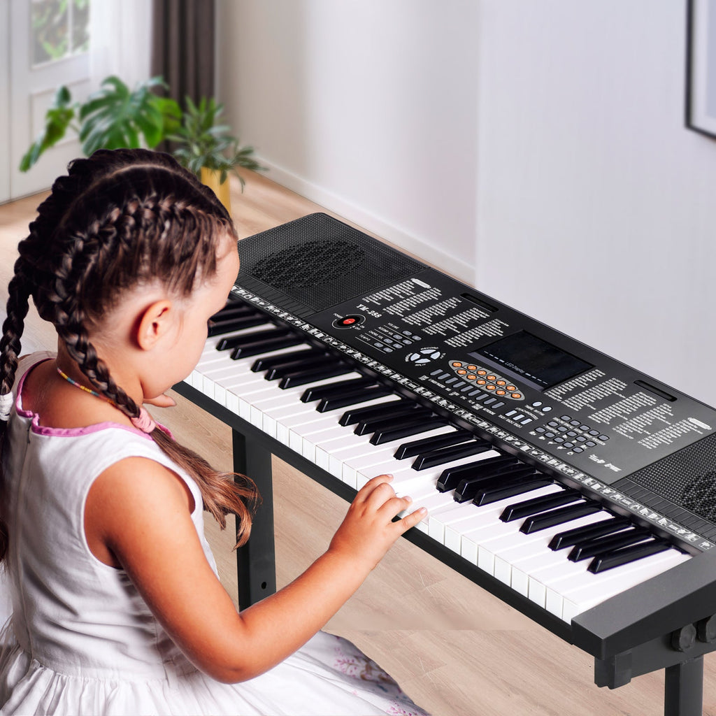 61 Key Electronic Keyboard Piano with Stool Headphones Microphone Stand Portable MindFreakArtistry