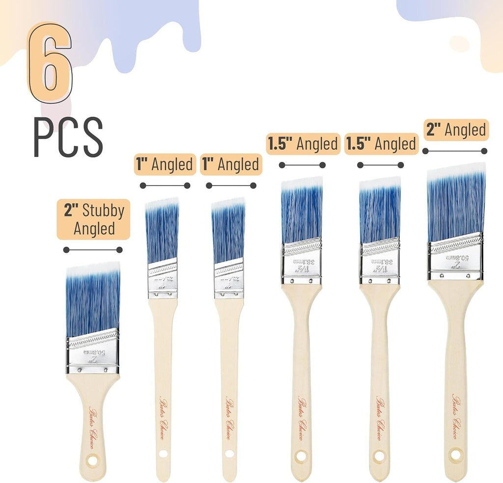 Bates- Paint Brushes 6 Pack Treated Wood Handle Paint Brushes for Walls Stai MindFreakArtistry